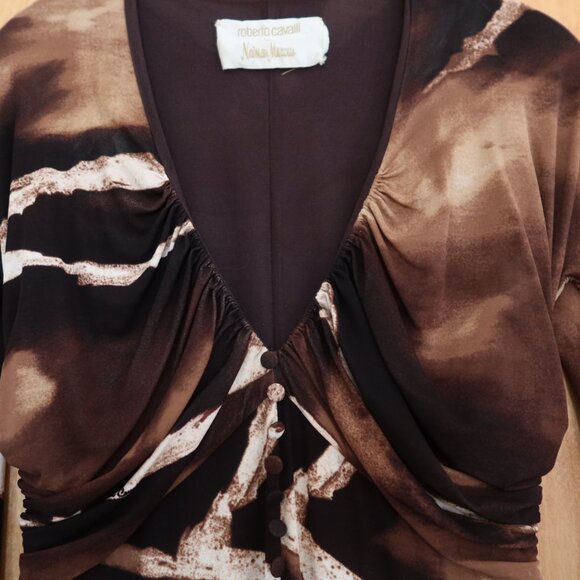 Roberto Cavalli for Neiman Marcus $1800 dress in brown/cream animal print ITALY - Picture 6 of 16